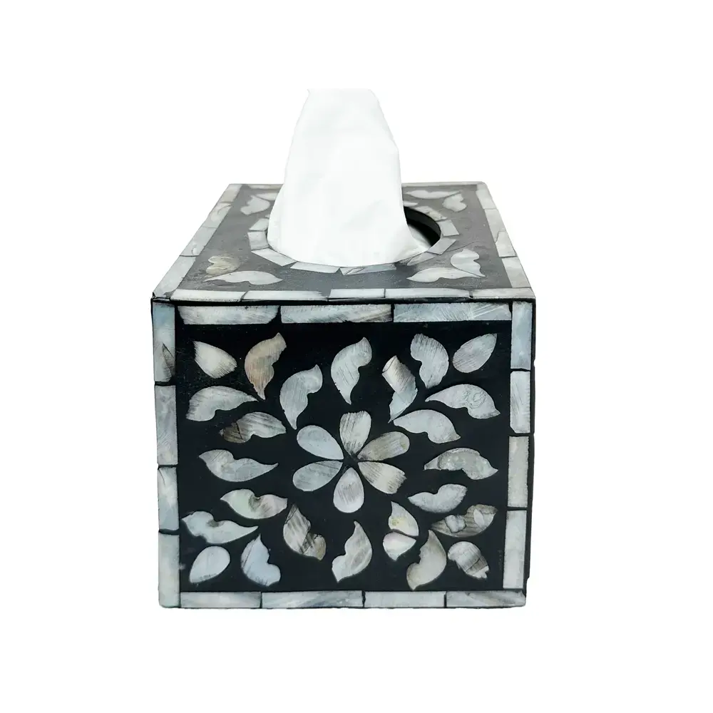 Abahna Mother Of Pearl Floral Tissue Box